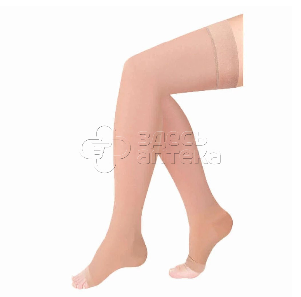 Чулок компрессионный 1 класс компрессии до бедра с открытым мысом разм 6 кремовый пара 1225₽