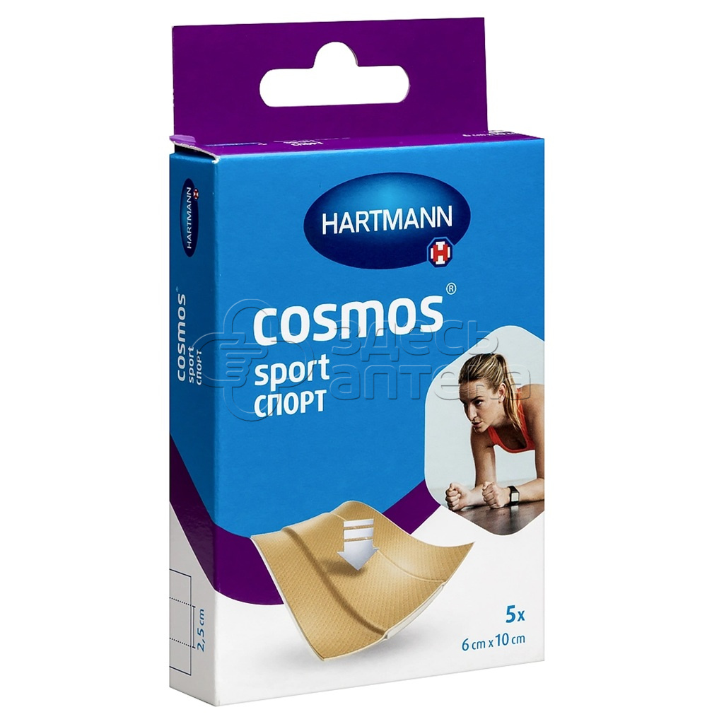 Пластырь Cosmos sport эластичный нестерильный 6х10см 5354033 5 шт 274₽