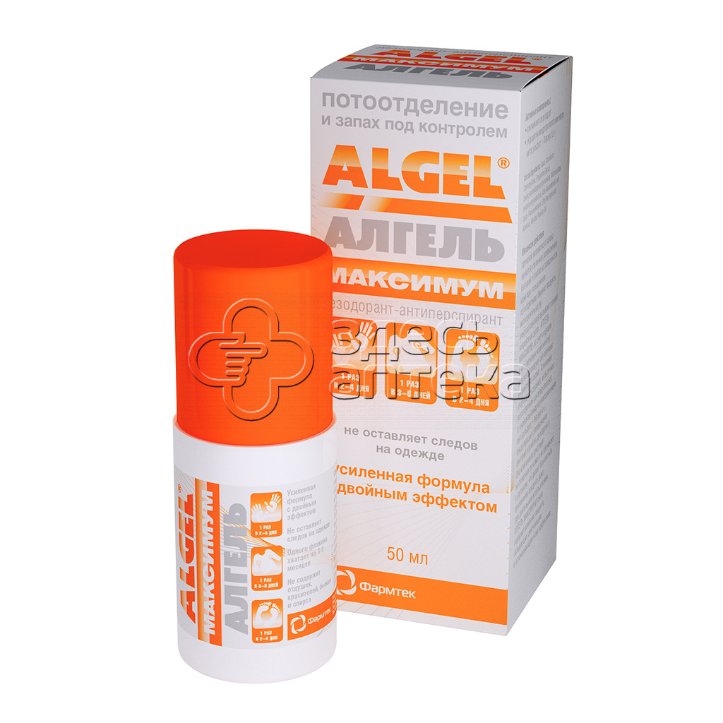Алгель максимум дезодорант-антиперспирант флакон 50мл 604₽