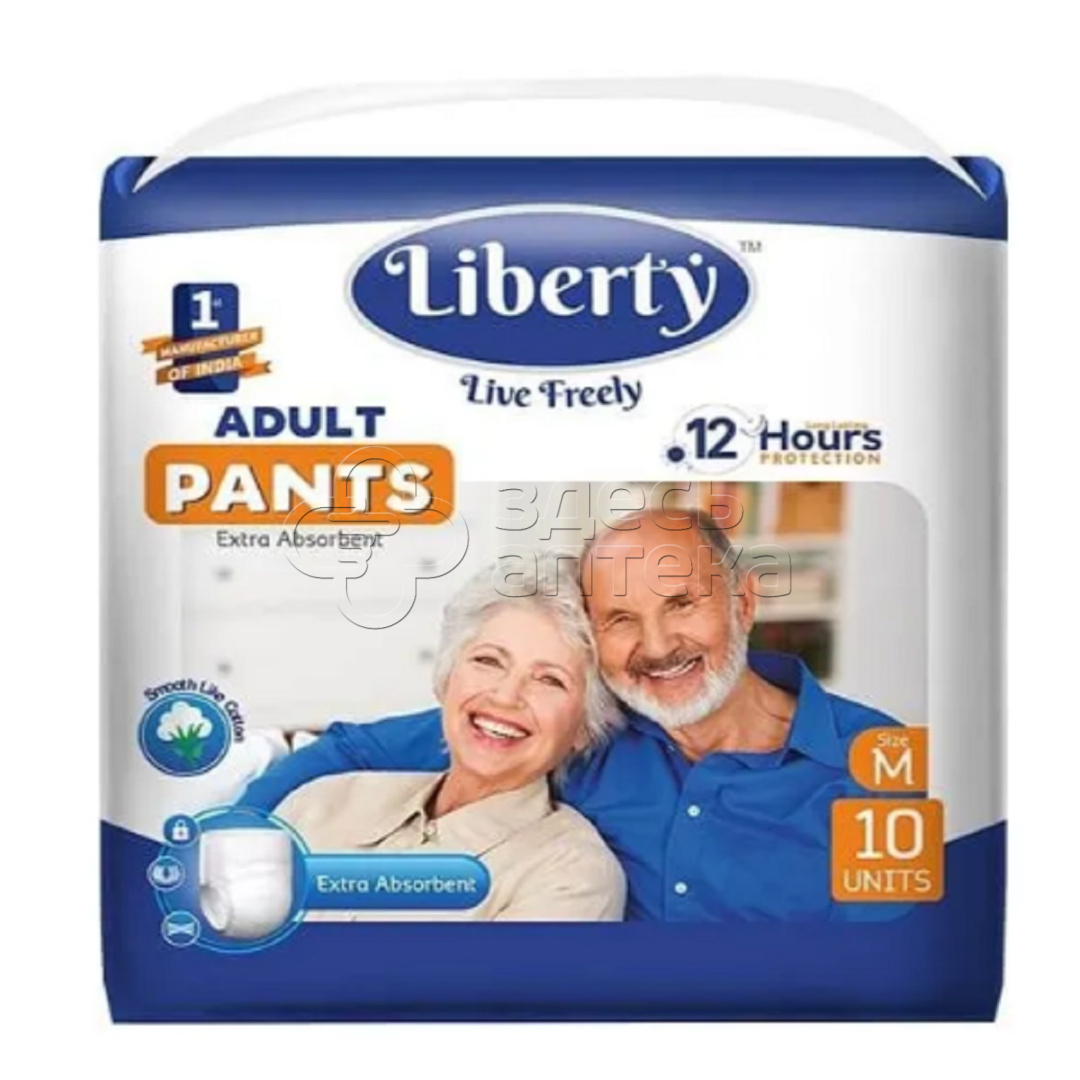 Подгузники-трусики для взрослых Liberty Premium размер M объем талии 61-115 см 10 шт 667₽