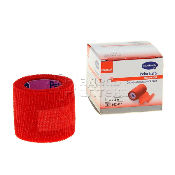 Бинт эластичный Peha-haft когезивный фиксирующий красный 4см х 4м 932487 338₽