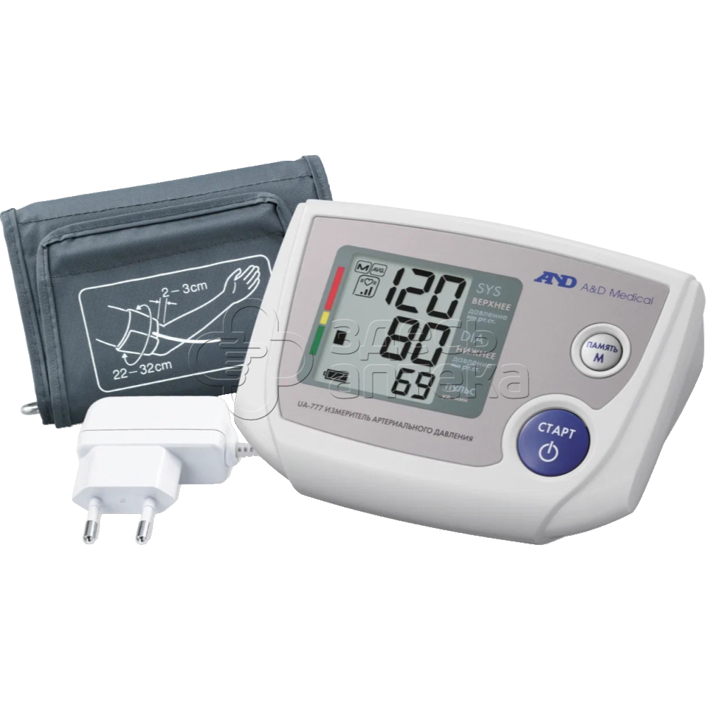 Тонометр UA-777 AND автоматический универсальный с адаптером 3538₽
