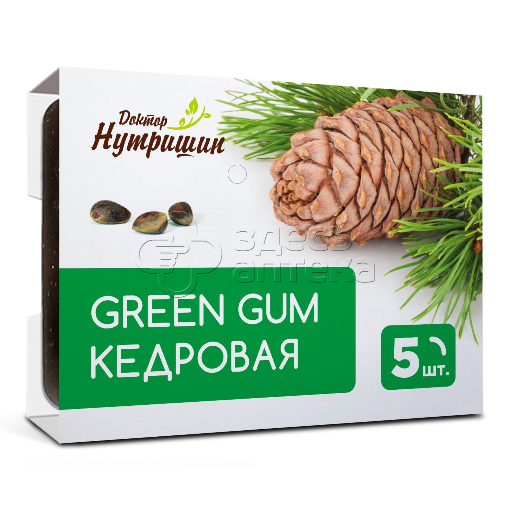 Смолка жевательная кедровая Грин Гам Доктор Нутришин 5 шт 80₽