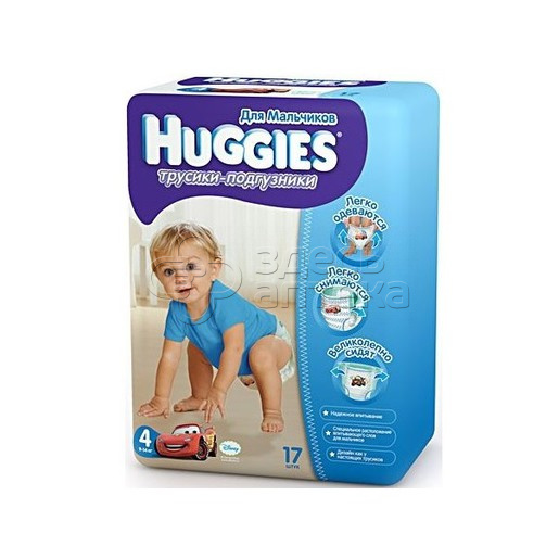 Подгузники-трусы Huggies Little Wolkers М 9-14кг для мальчиков 17 шт 834₽