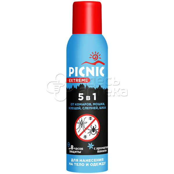 Пикник Экстрим аэрозоль от клещей и комаров 5в1 флакон 150 мл 211₽