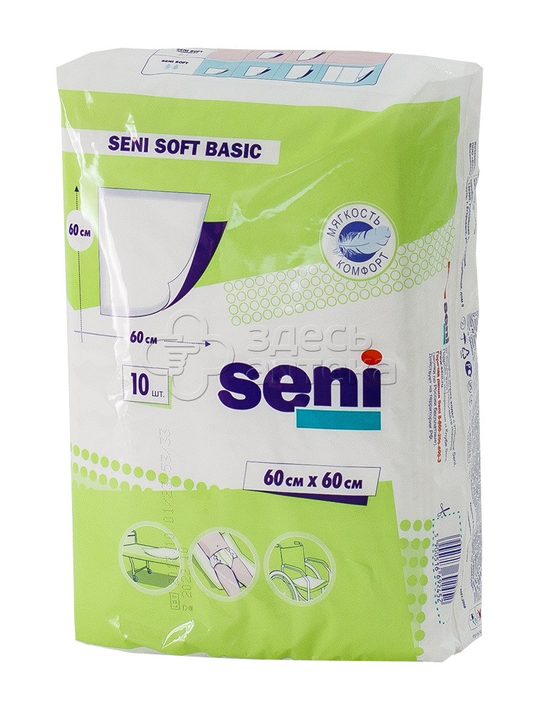 Пеленка впитывающая Seni Soft Basic 60х60см N10 310₽