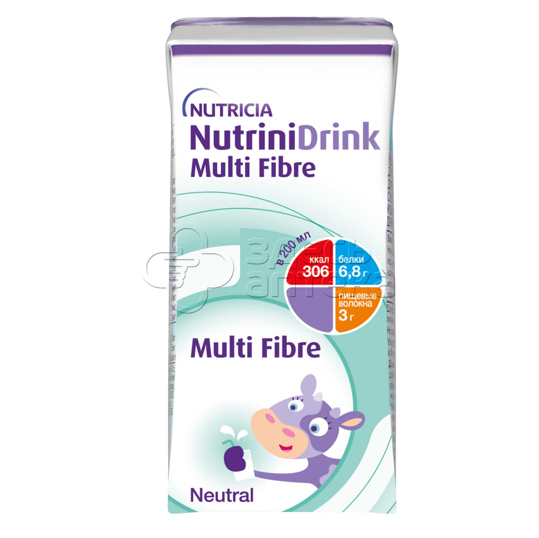 Нутринидринк с пищевыми волокнами лечебное диетическое высококалорийное питание для детей старше 1 года с нейтральным вкусом 200 мл 413₽