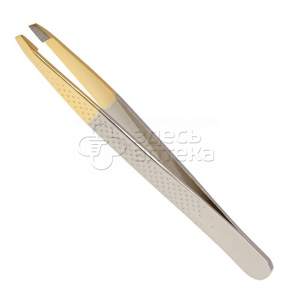 Золинберг Пинцет для бровей 011NP золотосеребро наклонное окончание с четкими гранями 251-011NP 368₽