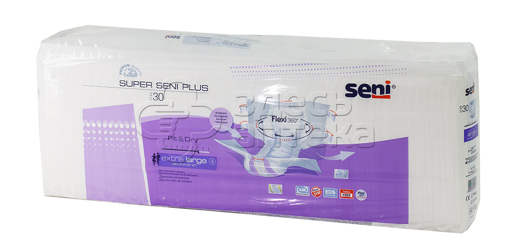 Подгузники для взрослых Супер Сени Плюс XL130- 170 см 30 шт 3897₽