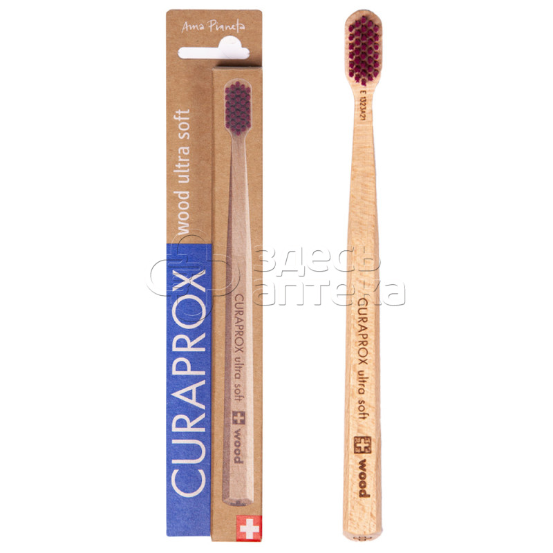 Зубная щетка Курапрокс с деревянной ручкой для взрослых ультрамягкая (CS Wood)