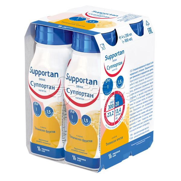 Суппортан 200 мл напиток вкус тропических фруктов 4 шт 1918₽