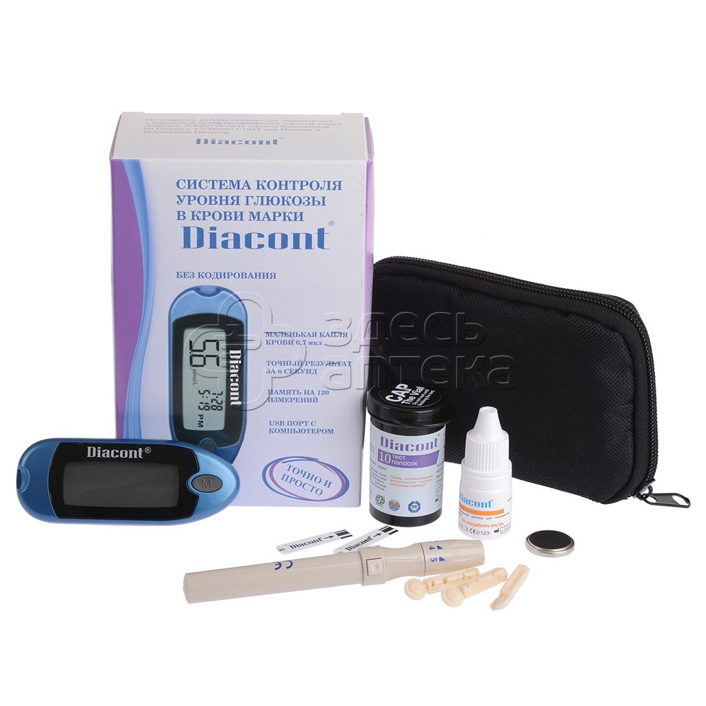 Система контроля уровня глюкозы в крови Diacont компакт 1472₽