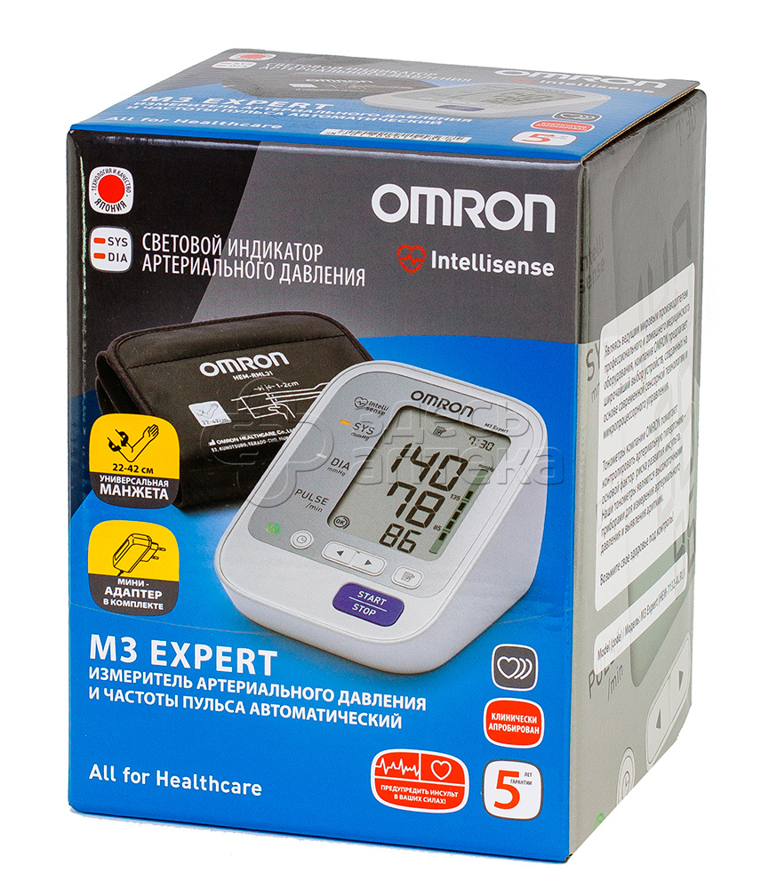 Тонометр Omron M3 Expert с универсальной манжетой 22-42 см и адаптером 6245₽