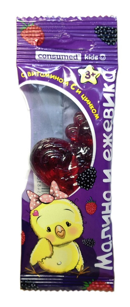 Леденцовая карамель с Цинком и витамином С Петушок Consumed со вкусом малины и ежевики 17 г 51₽