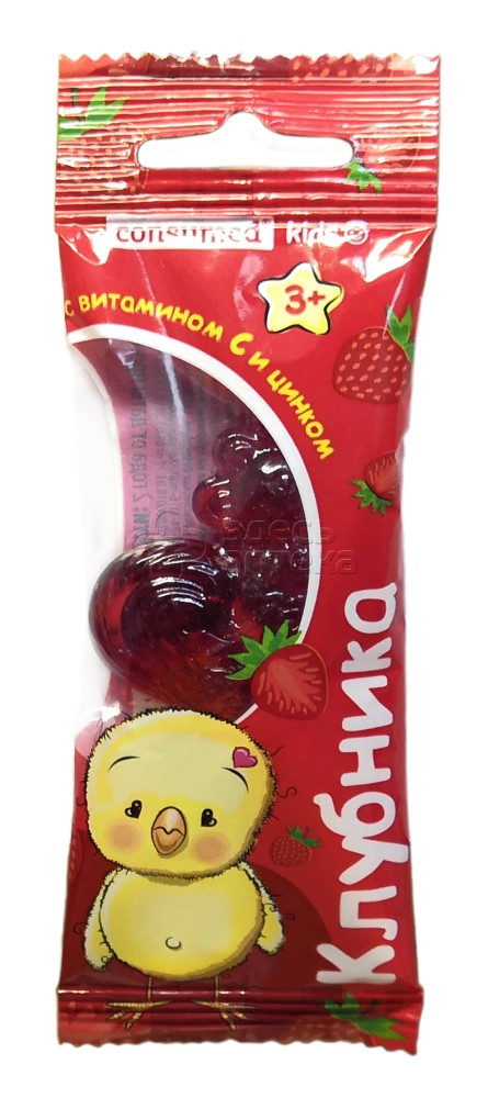Леденцовая карамель с Цинком и витамином С Петушок Consumed со вкусом клубники 17 г 51₽