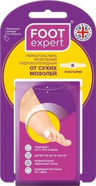 Лейкопластырь Foot Expert гидроколлоид от сухих мозолей 18 х 61 см 8 шт 535₽