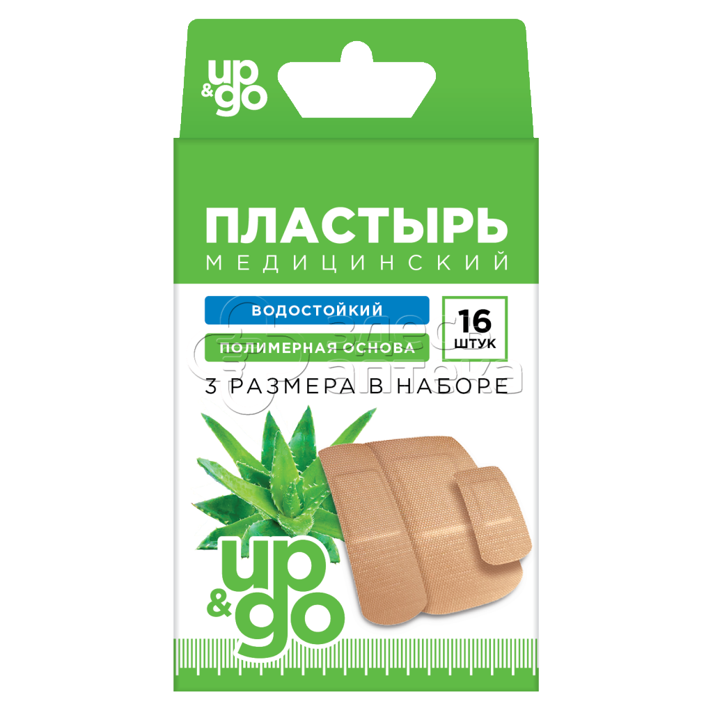 Пластырь водостойкий на полимерной основе с Алоэ UPGO 16 шт 125₽