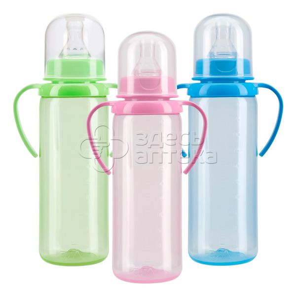Курносики бутылочка полипропиленовая с ручками и силиконовой соской 6 250 мл 11133 256₽