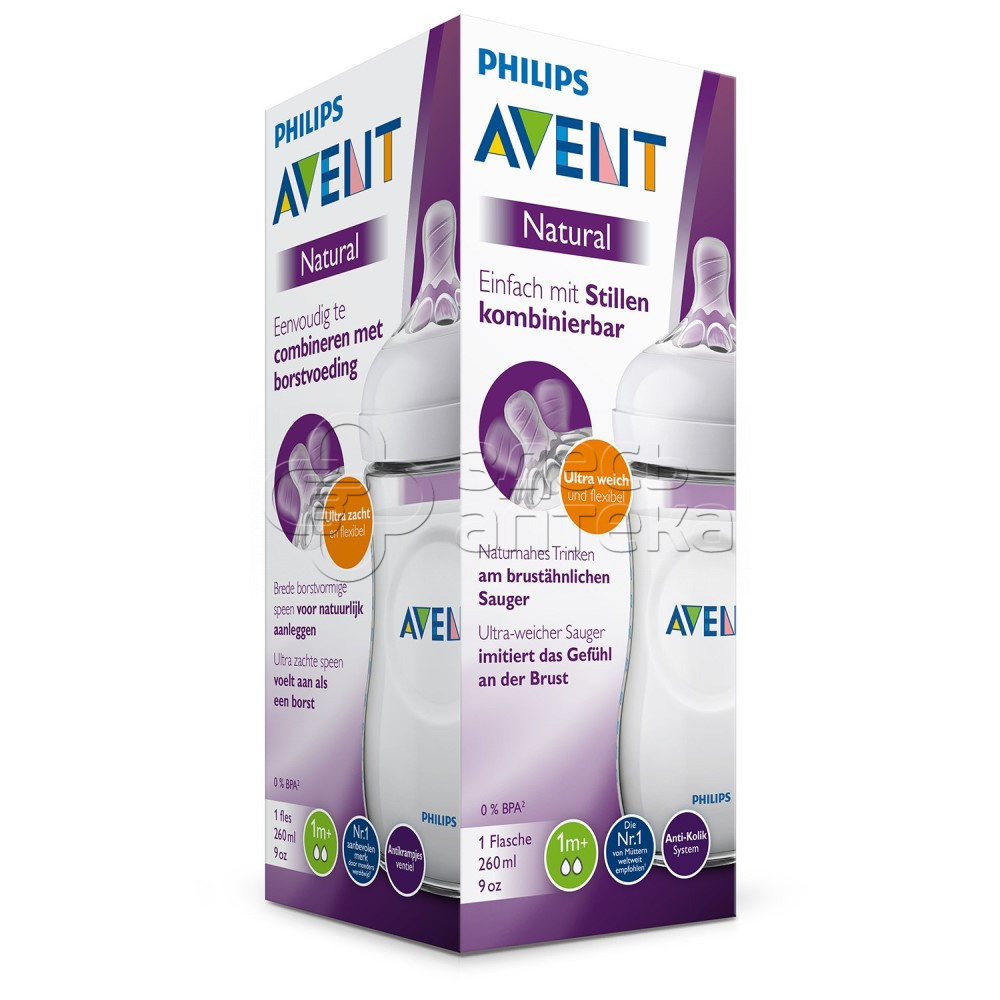 Бутылочка для кормления 260 мл серия NATURAL пластик 1 шт 996₽